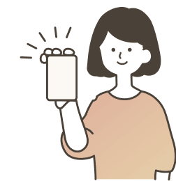スマートフォンで校友特典証を提示するイラスト